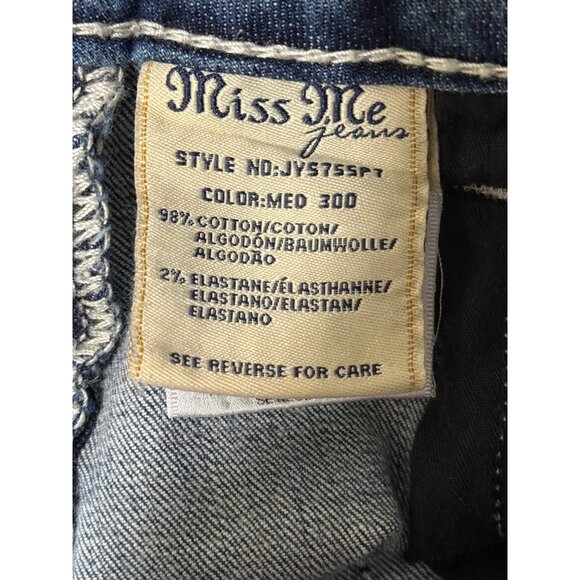 Miss Me Womens Embellished Blue Denim Capri Jeans Size 24 - Picture 4 of 10